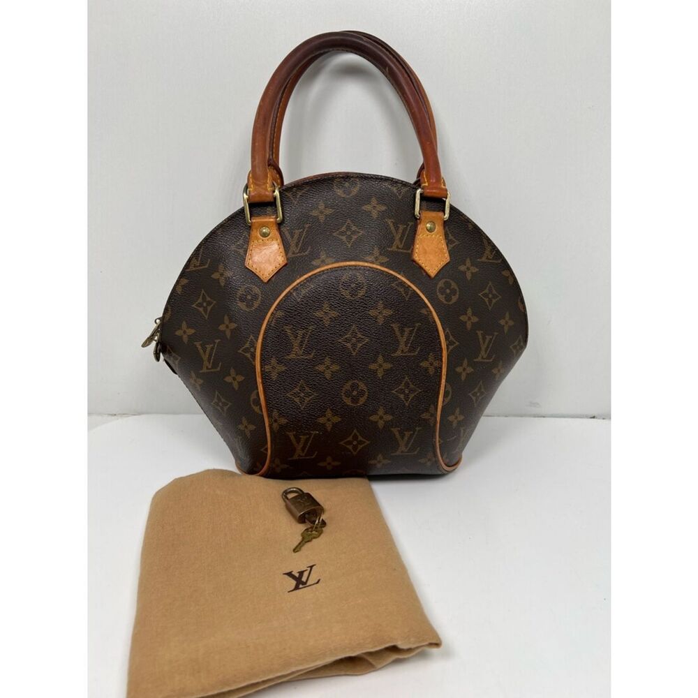 LOUIS VUITTON Ellipse PM Monogram Handbag Brown Lock + Key + Dust Bag